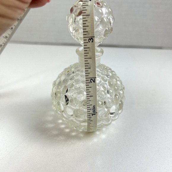 Vintage Clear Glass Hobnail Perfume Bottle with Stopper Empty 4'H X 2"W - Picture 2 of 9